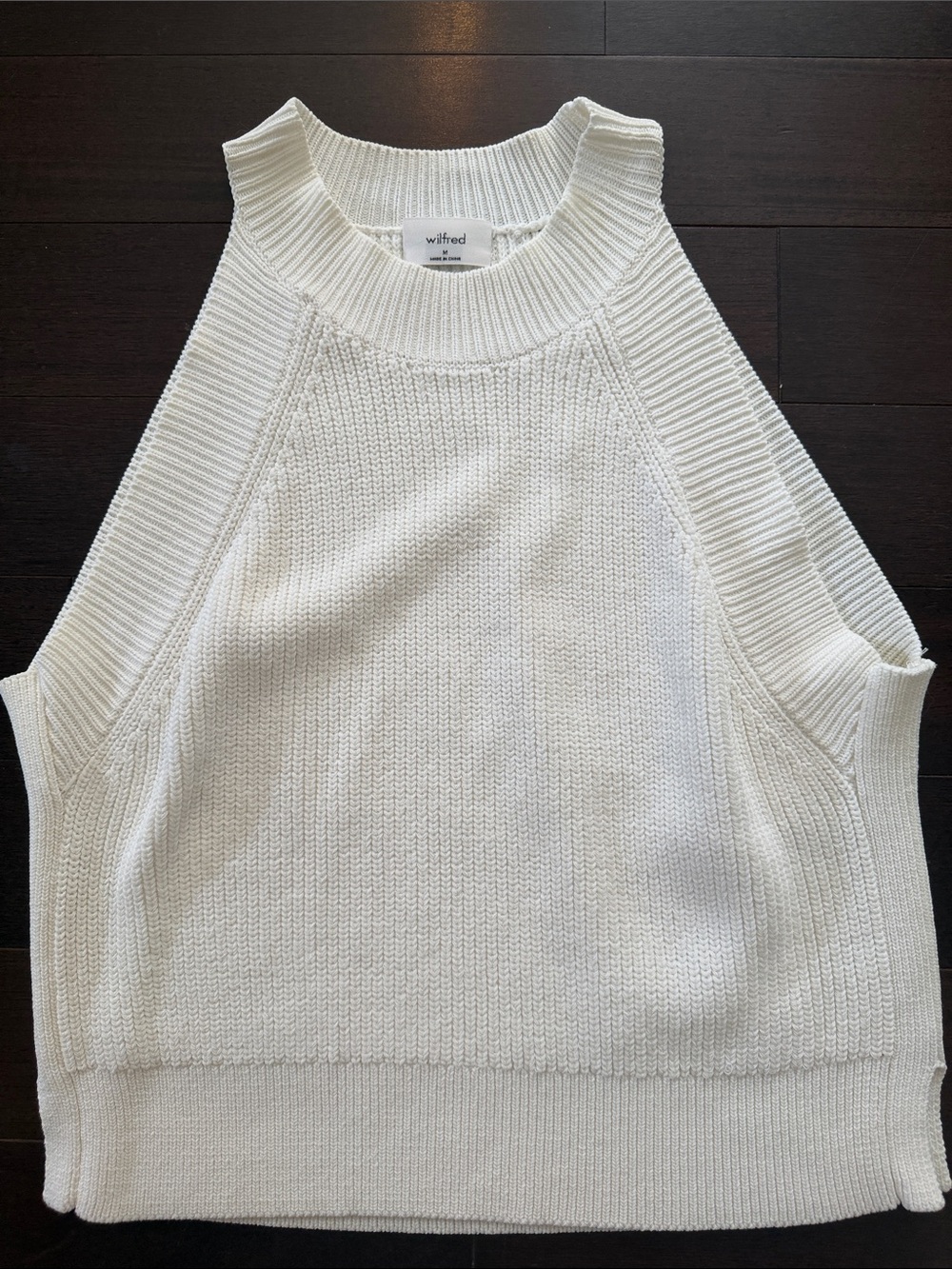 Wilfred Cream Ribbed-Knit Sleeveless Shell